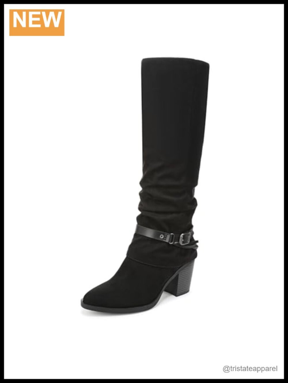 Vegan Microsuede Mid-Calf Block Heel Boots with Inside Zipper